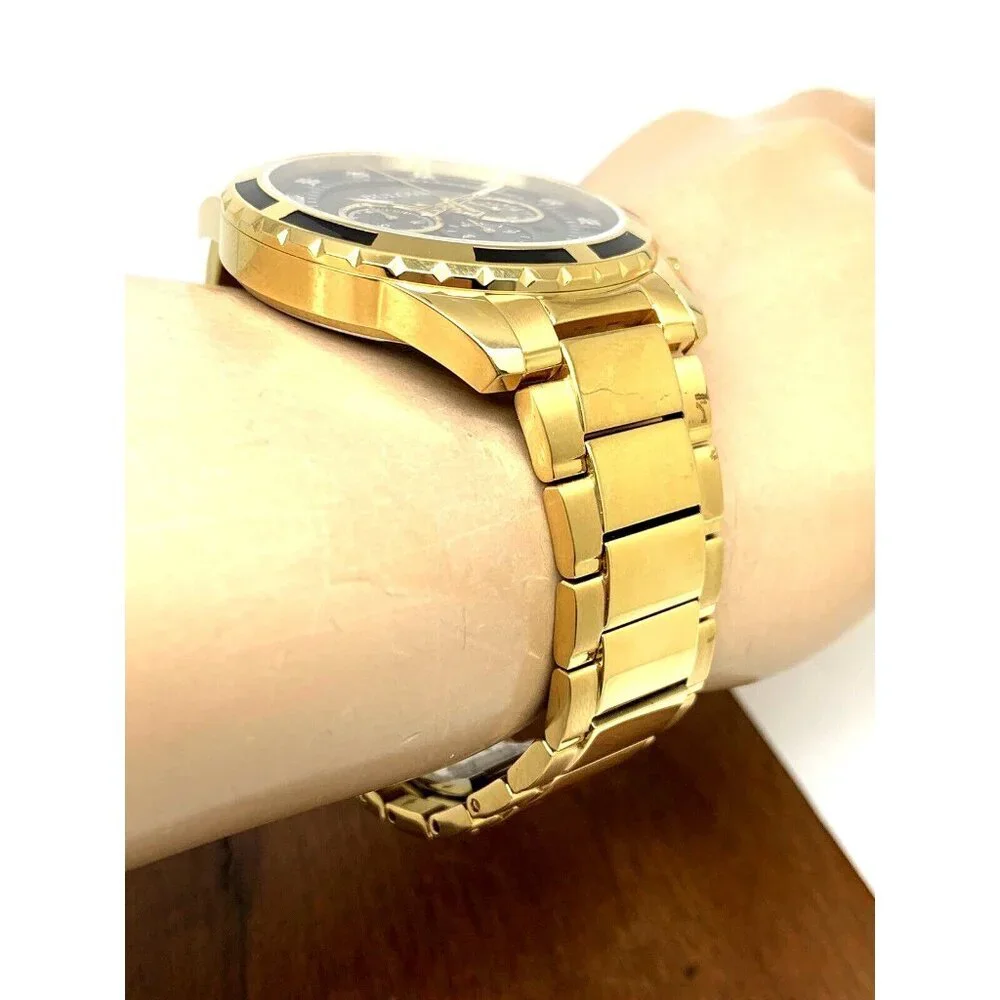 Bulova Men's Watch 97D121 Chronograph Gold Tone Stainless Steel Diamond Dial